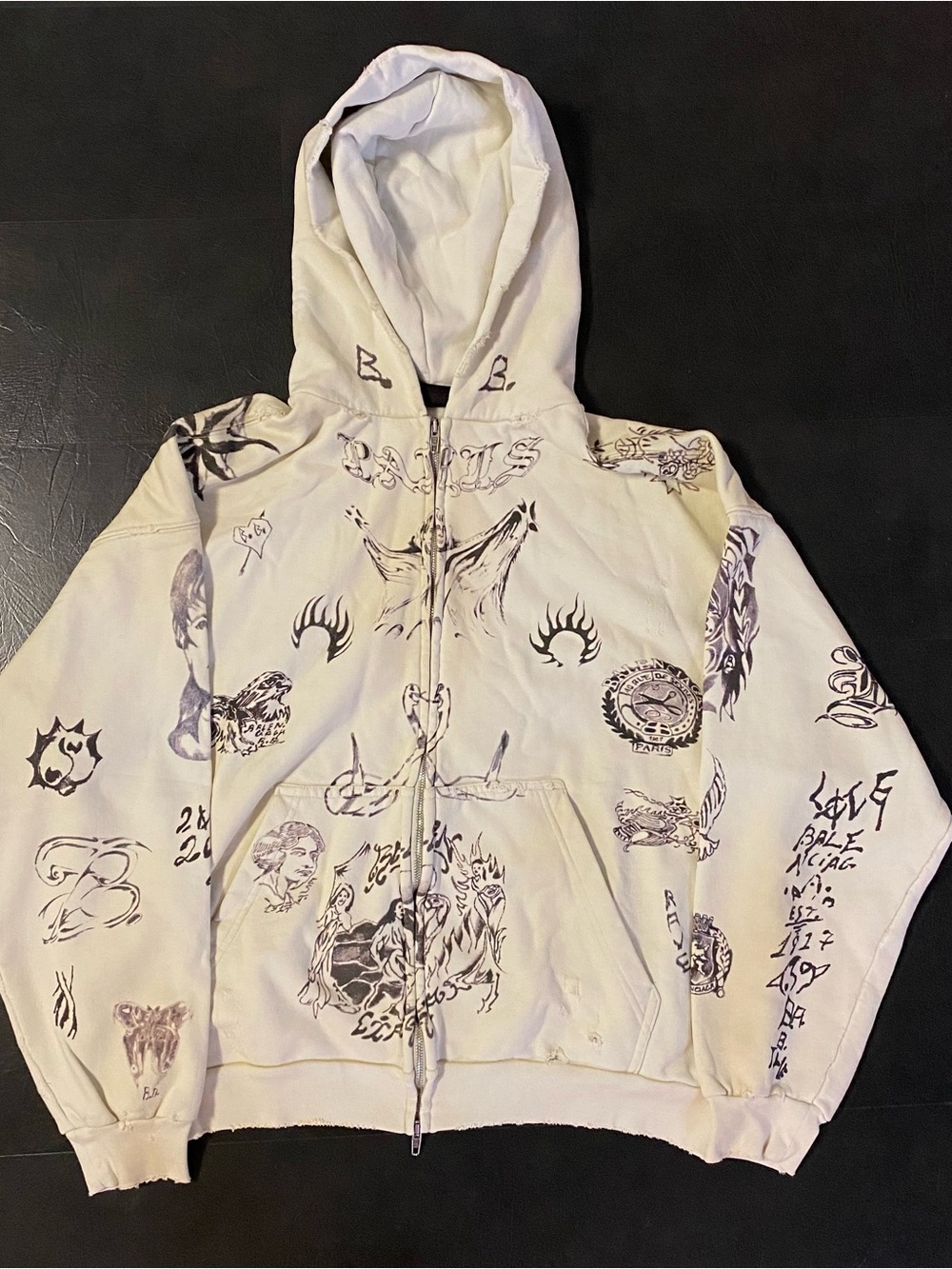 Balenciaga Off-White Graphic Zip Hoodie
